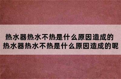 热水器热水不热是什么原因造成的 热水器热水不热是什么原因造成的呢